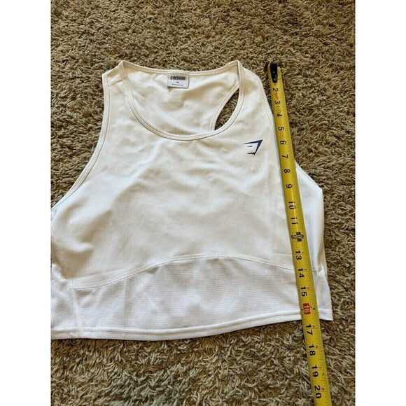 Gymshark Pulse Crop Tank White Womens Size XL Logo Stretch Athletic Workout - Picture 7 of 8